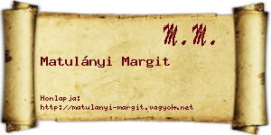 Matulányi Margit névjegykártya