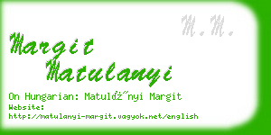 margit matulanyi business card